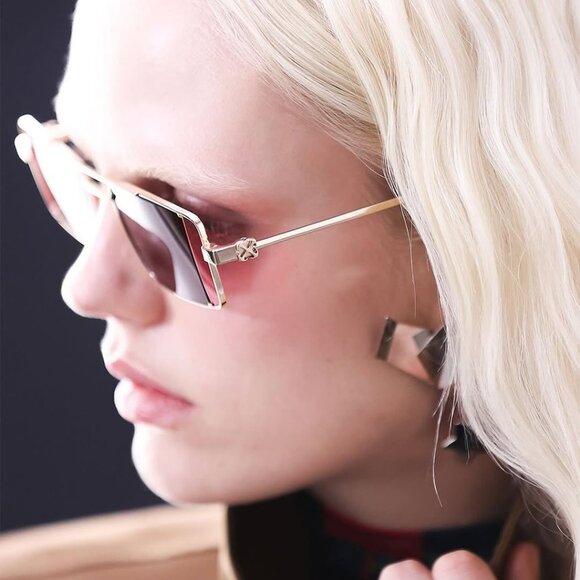 Off-White OERI14A CORTEZ 7607 Sunglasses Gold Rectangle Frame, Grey Lenses - Picture 6 of 11